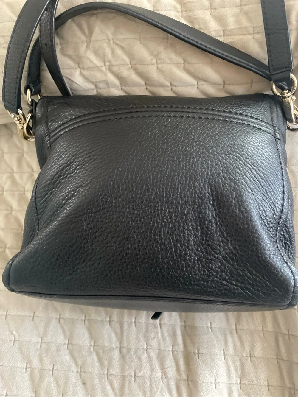 kate spade Black Pebbled Leather Crossbody with Gold Hardware